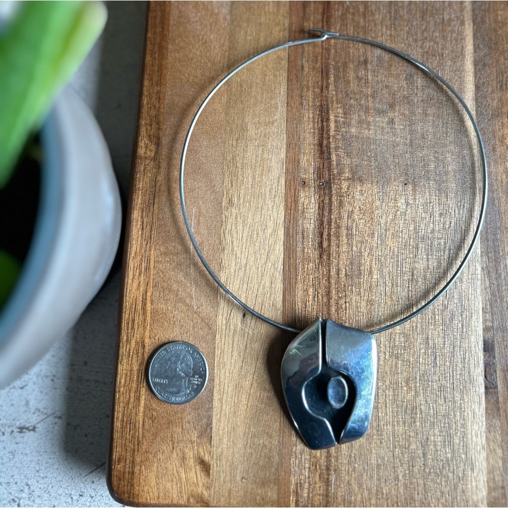 Silver and Black Pendant Necklace/Brooch